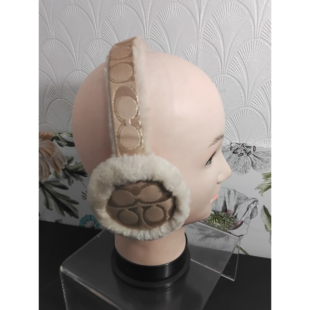 Coach Earmuffs Vintage Rare Signature Logo beige